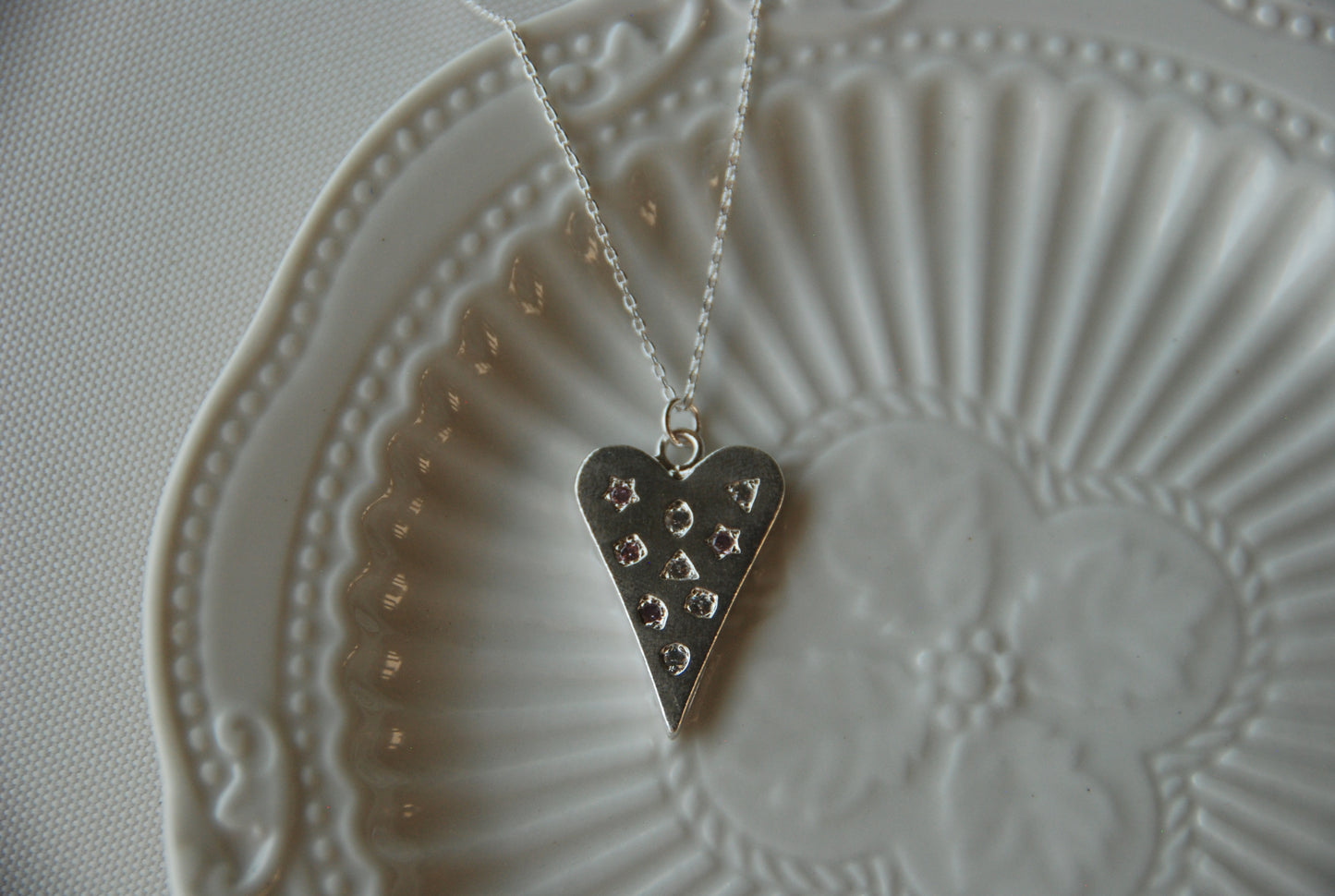 Collar Corazón Circones Rosa Palo