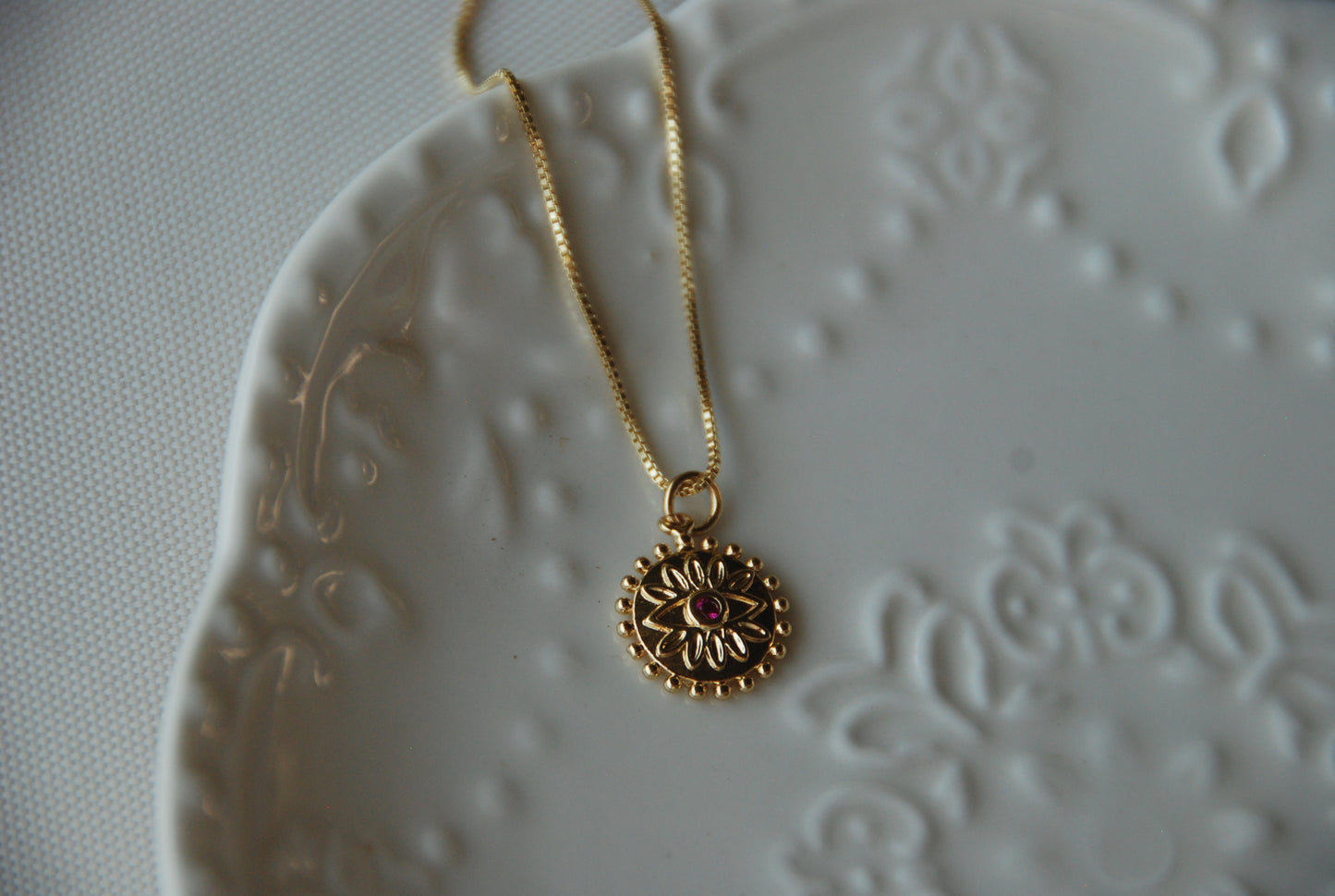 Collar Ojo Turco Circón Fucsia